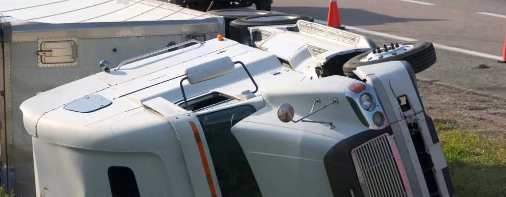 accidente de tráiler y tres vehículos