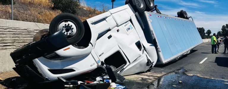 accidente de tráiler en Fresno