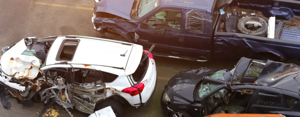 multi car crash in Elysian Valley