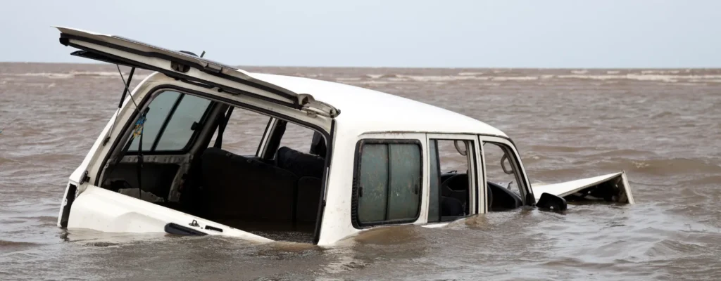 submerged car in Oakdale