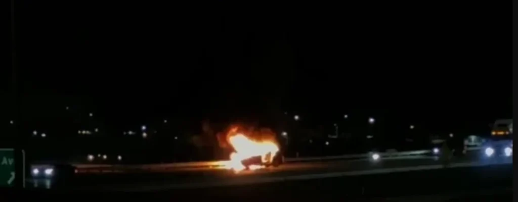 choque con incendio en la I-10