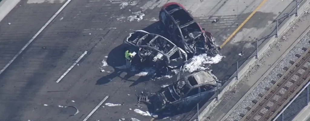fiery crash on Highway 87
